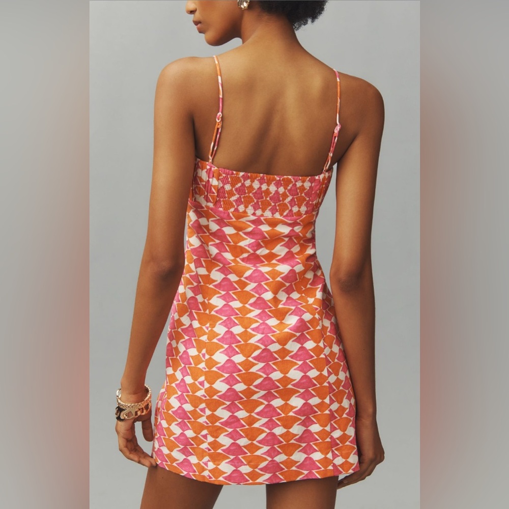 ✨ Anthropologie Ophelia Sleeveless Linen Slim Mini Dress - Picture 2 of 9
